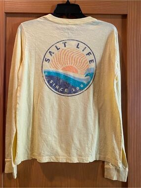 Salt Life Women’s Yellow Crew Neck L/S Salt Life Since 2003 Shirt NWT S